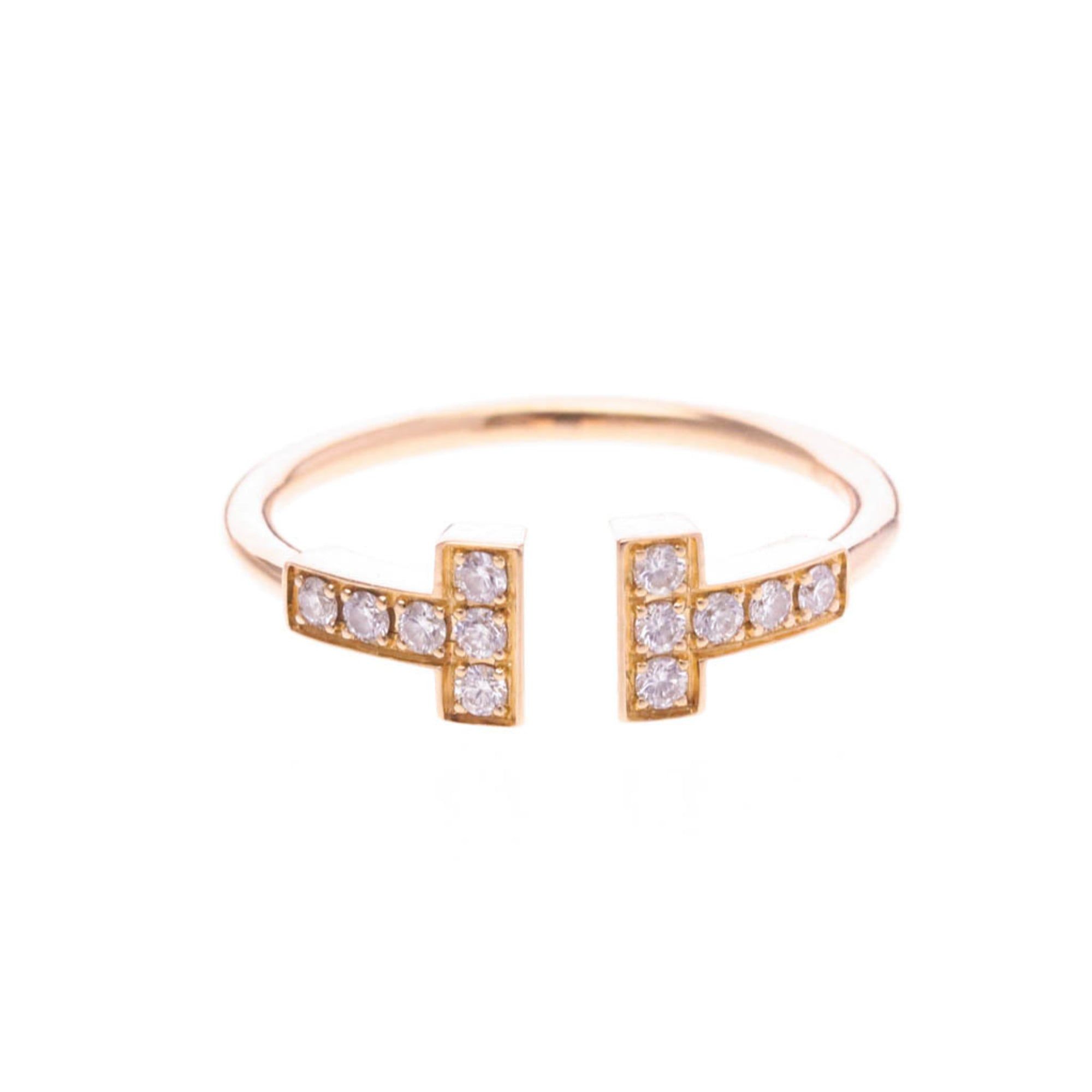 Tiffany T-wire Ring With Diamond Pink Gold (18K) Fashion Diamond Band Ring Pink Gold