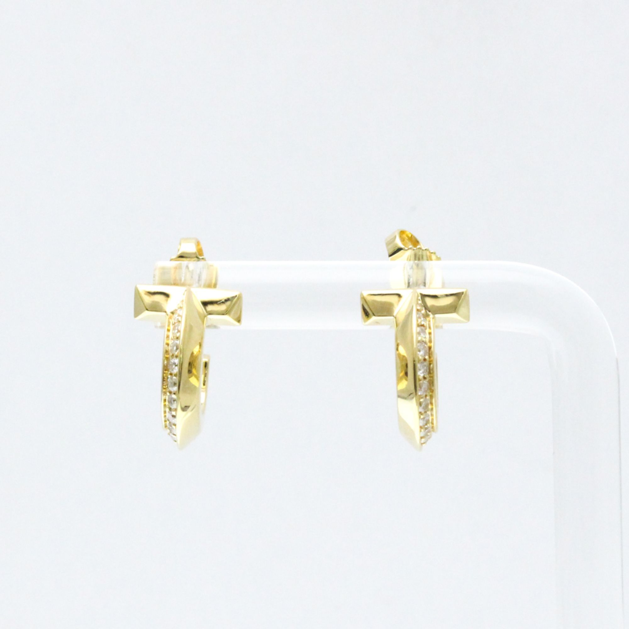 Tiffany Tiffany T T One Hoop Diamond Earrings Diamond Yellow Gold (18K) Half Hoop Earrings Carat/0.4