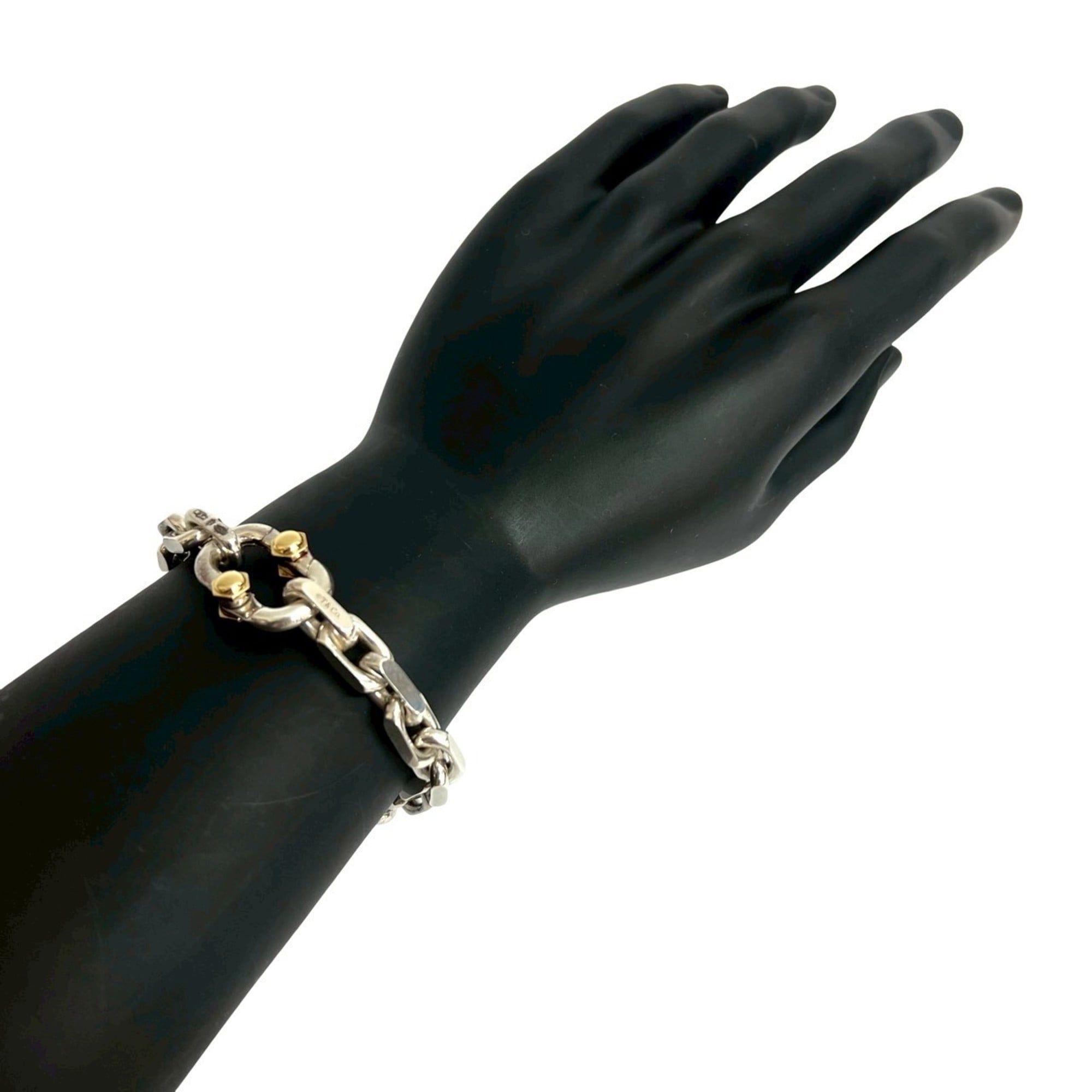 TIFFANY & Co. Tiffany Makers Silver 925 and 18K Yellow Gold Chain Bracelet, 96530