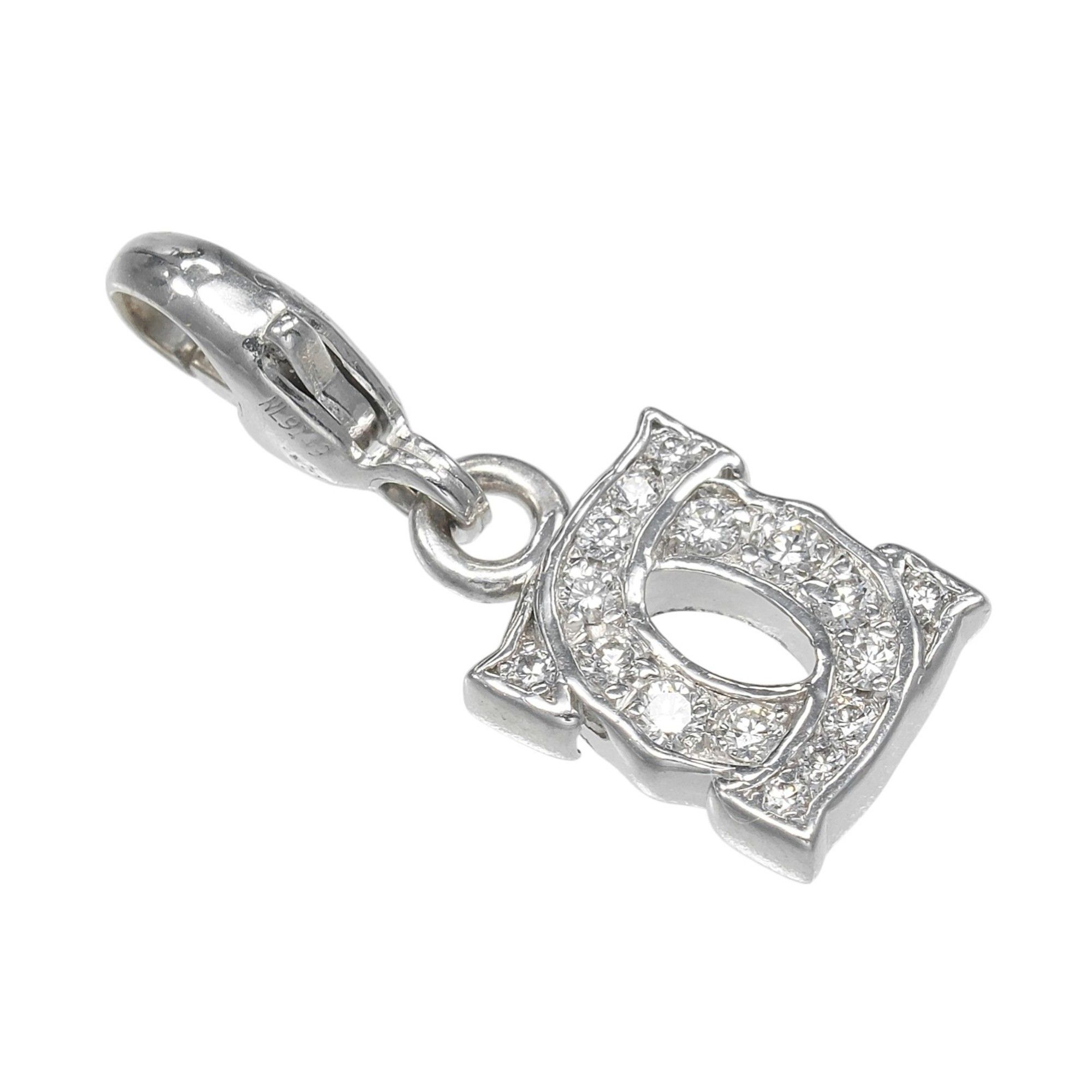 Cartier 2C Baby Charm Pendant Top in 18K White Gold with Diamonds, Approx. 1.6g