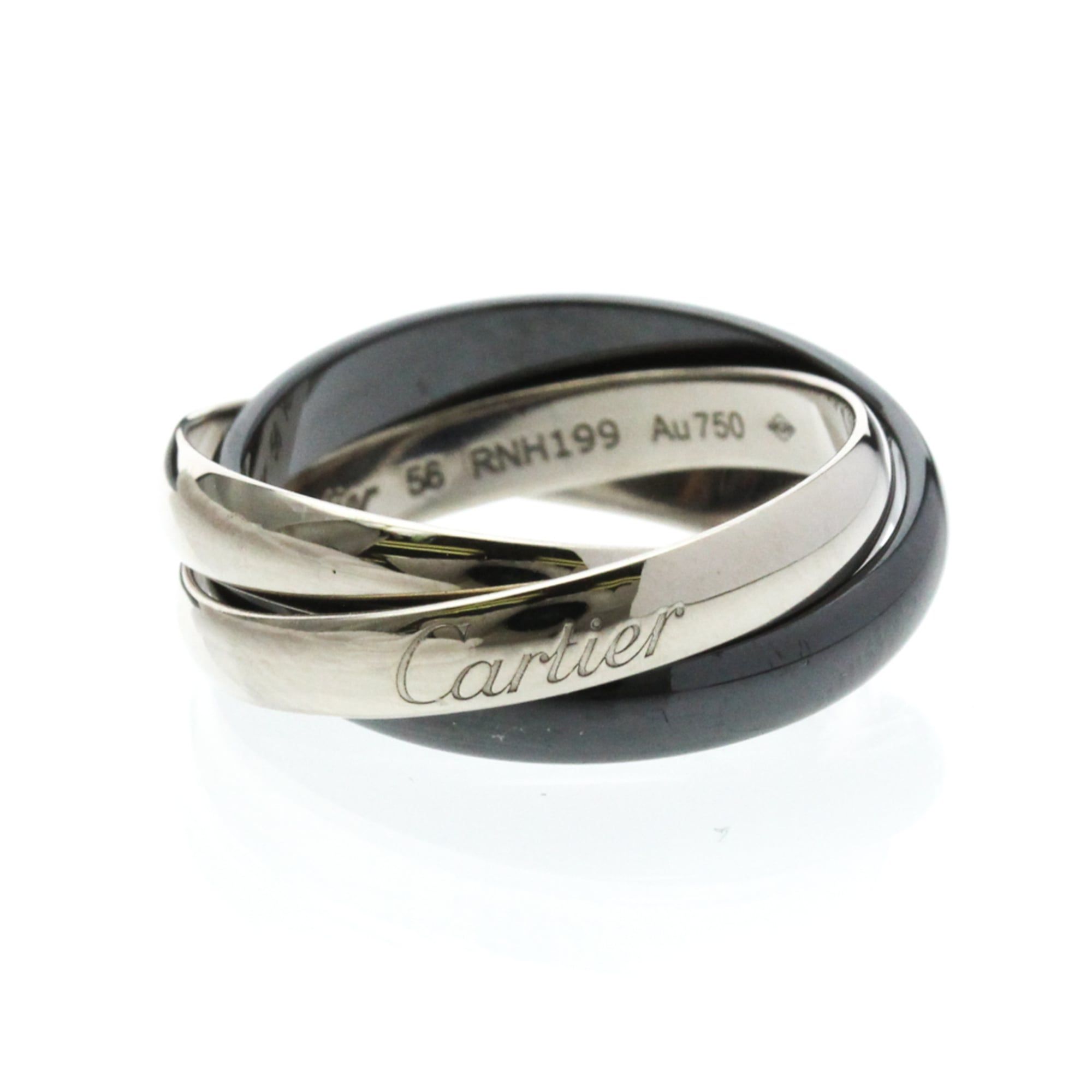 Cartier Trinity White Gold (18K),Ceramic Fashion No Stone Band Ring Silver