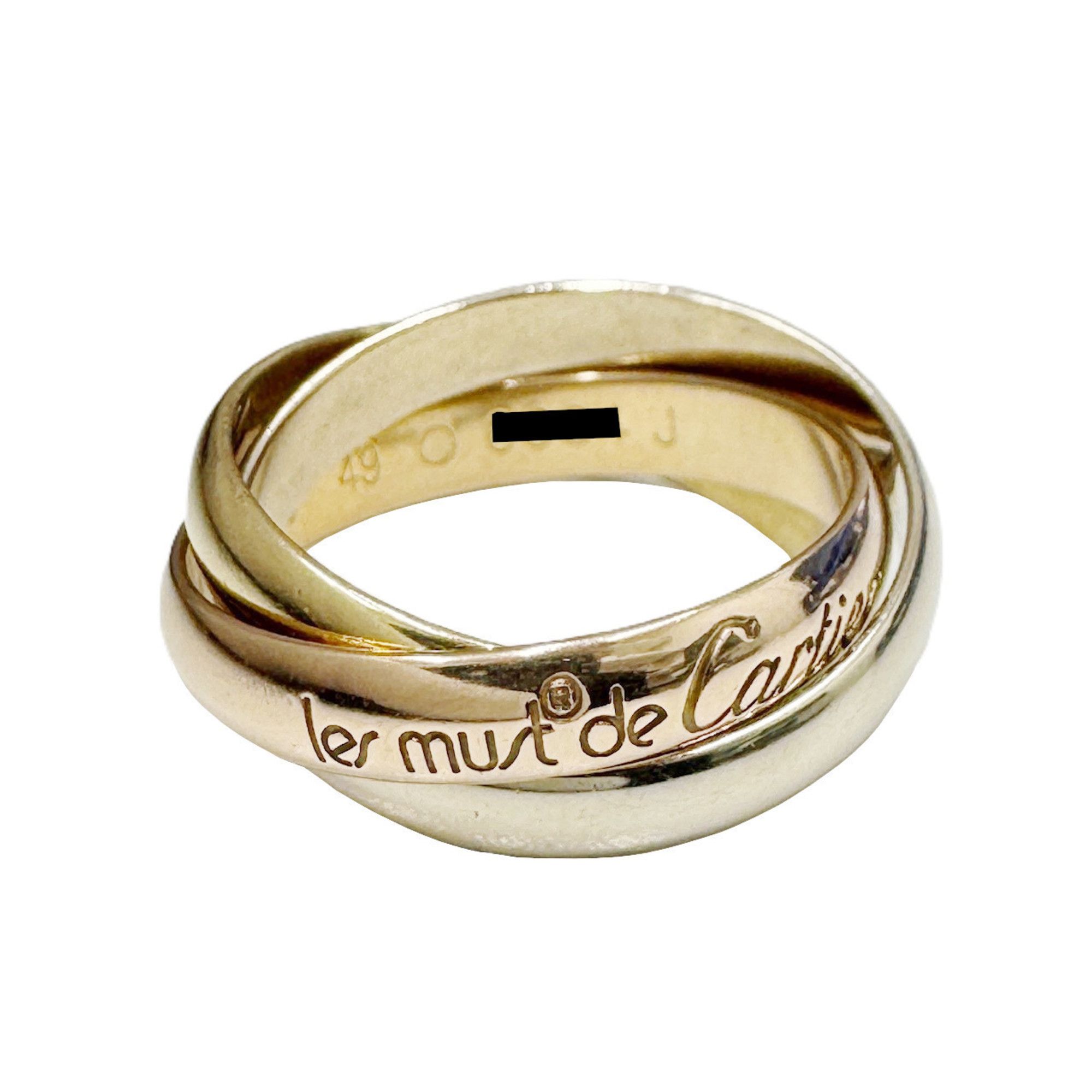 Cartier Trinity Ring, Three-Color 750 PG, WG, YG #49, Women's Wedding Ring