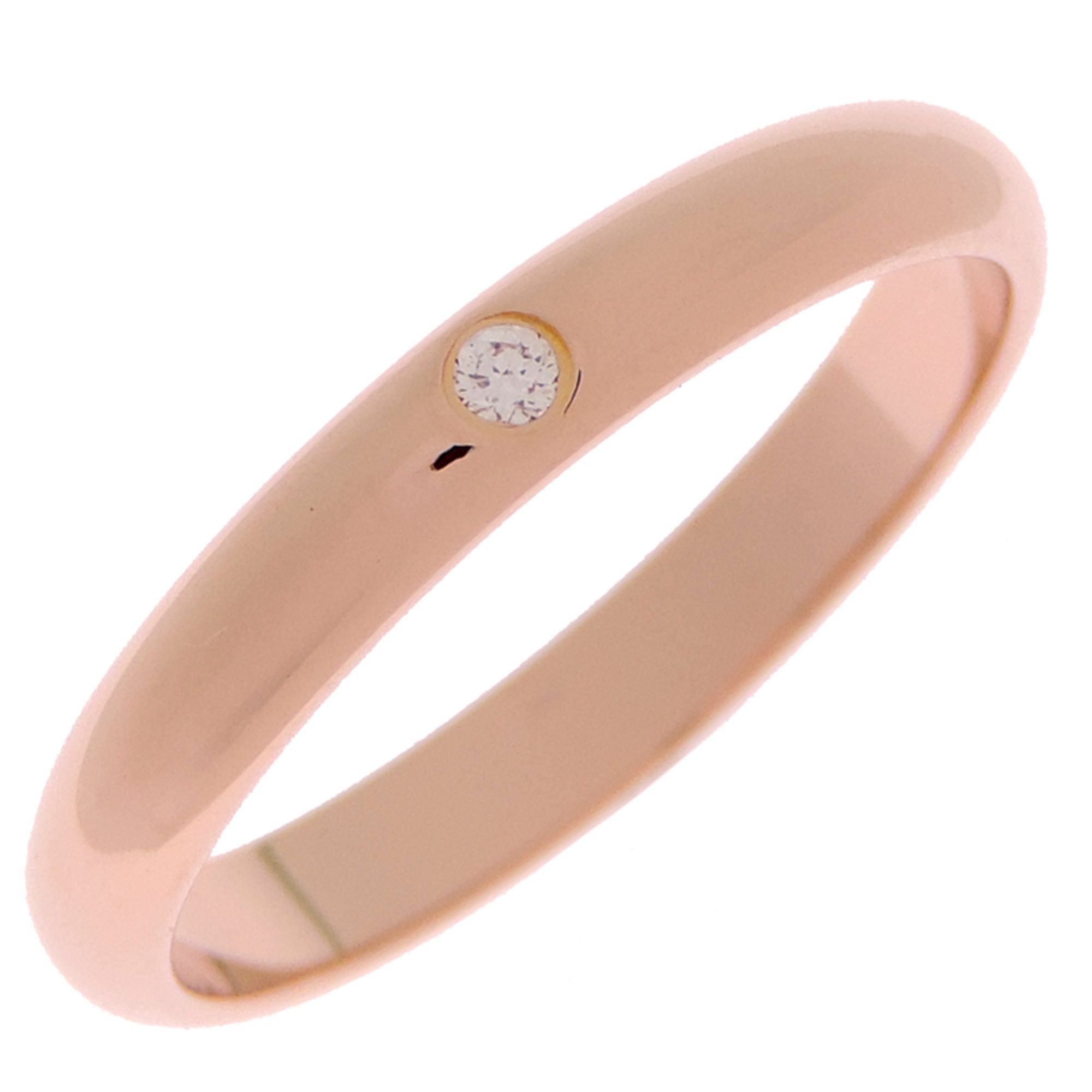 Cartier 1895 Wedding Ring with 1 Diamond, #47, Women's, B4088200, 750 Pink Gold