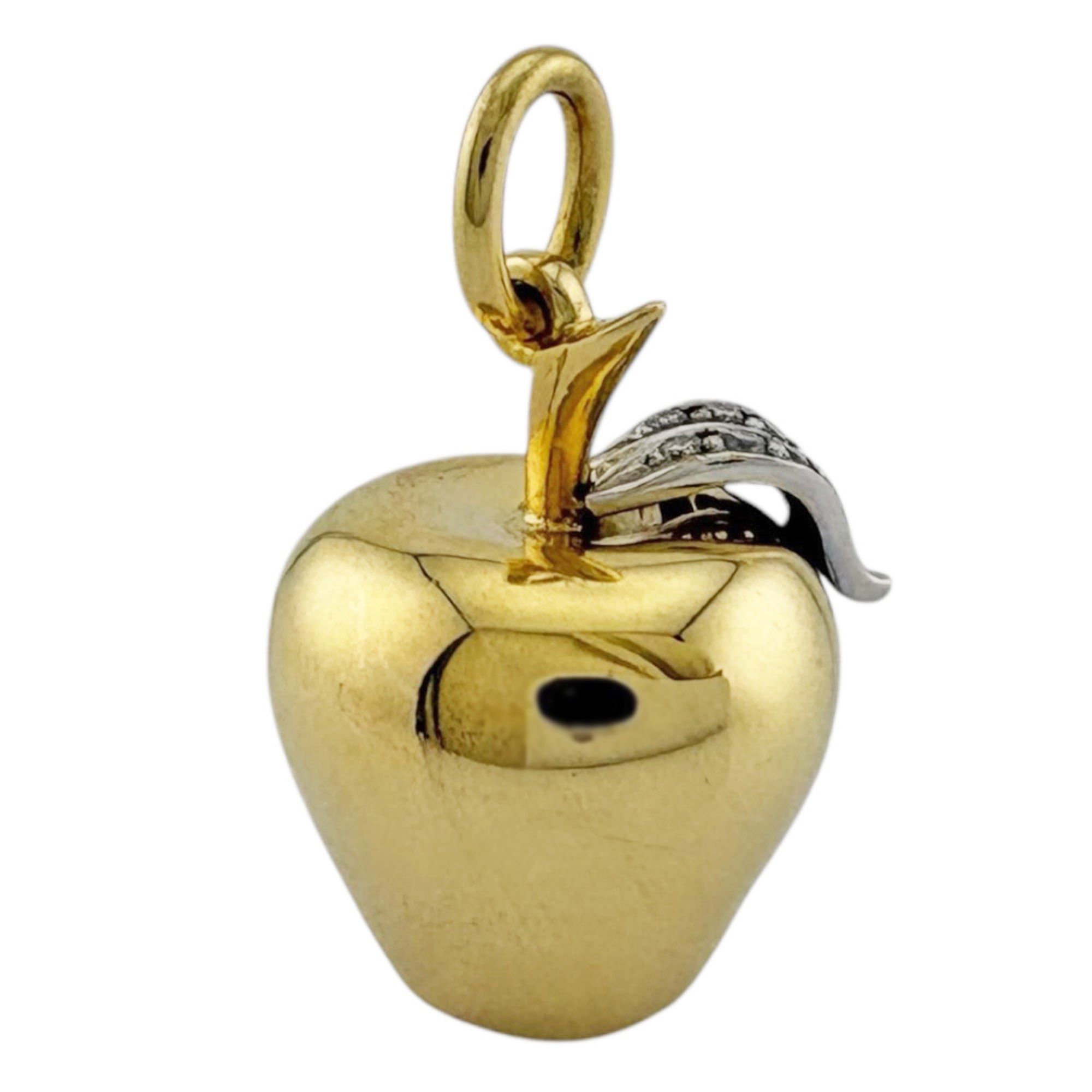 Tiffany & Co. 18k Gold Diamond Pendant Top for Women, Pre-owned Apple Charm
