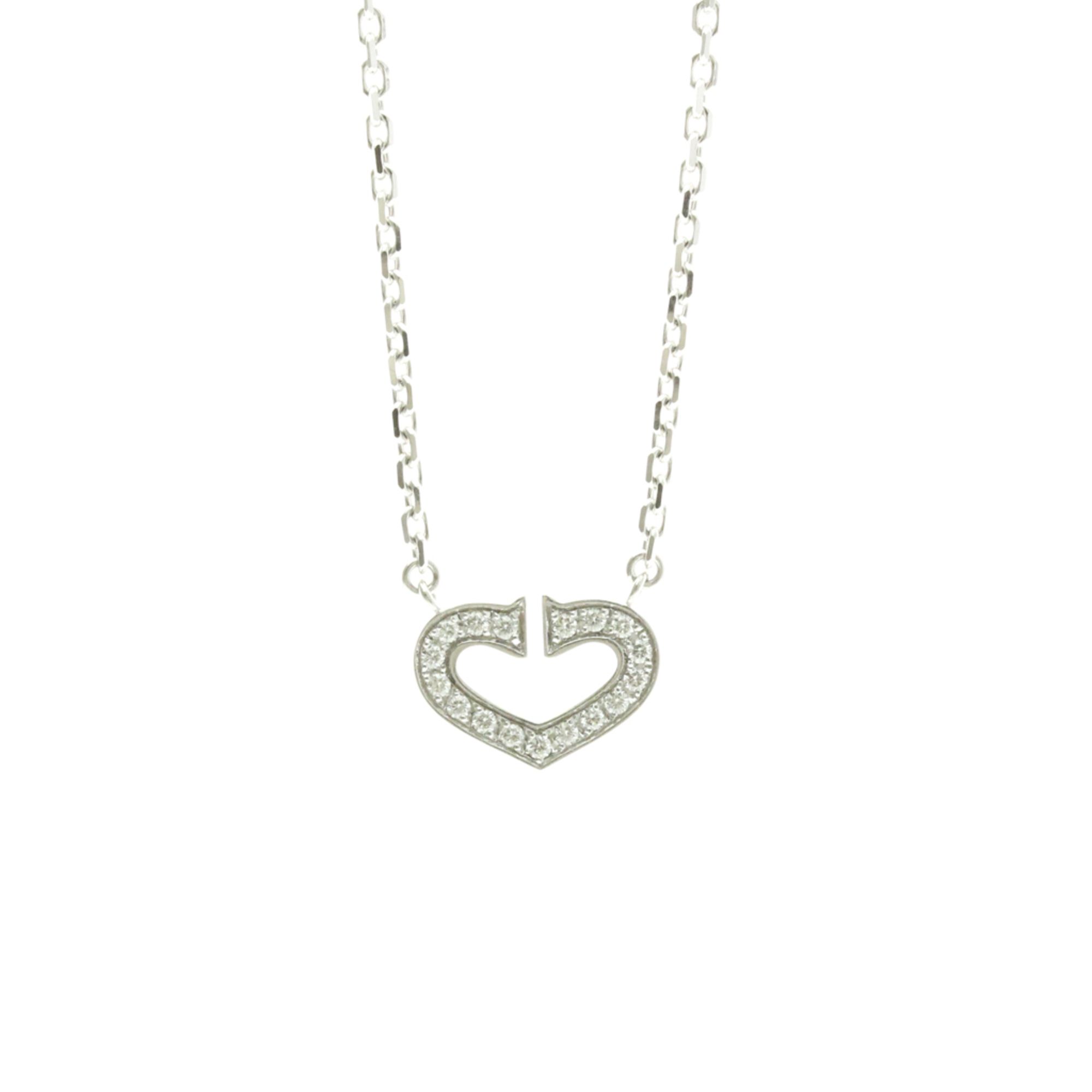 Cartier C Heart Diamond Necklace White Gold (18K) Diamond Men,Women Fashion Pendant Necklace (Silver