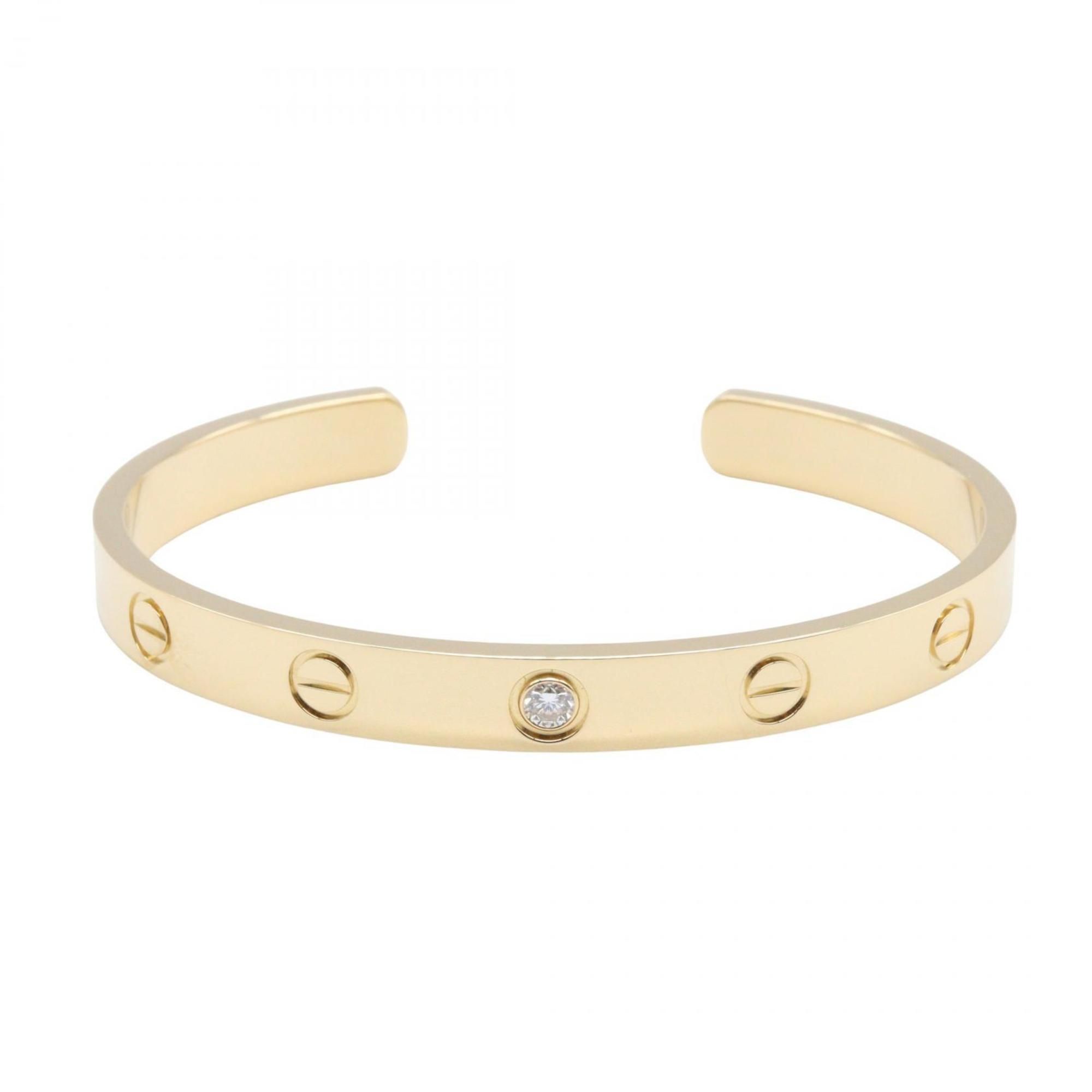 Cartier Love Open Bracelet Classic 1PD in 18K Yellow Gold with Diamonds, Women's, and Clear
