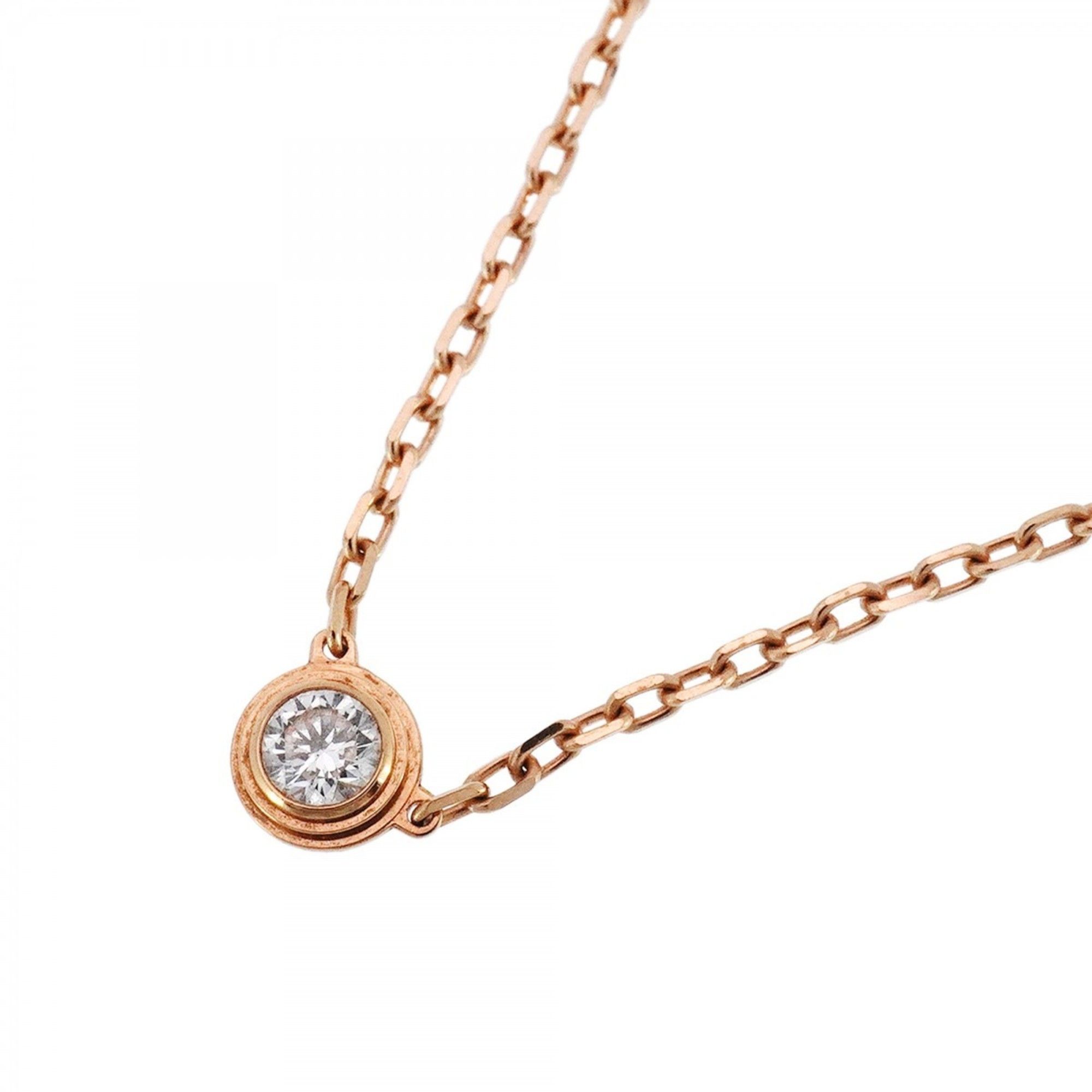 Cartier Amour Necklace, Small, 1PD, 18KPG Pink Gold with Diamonds, Women's