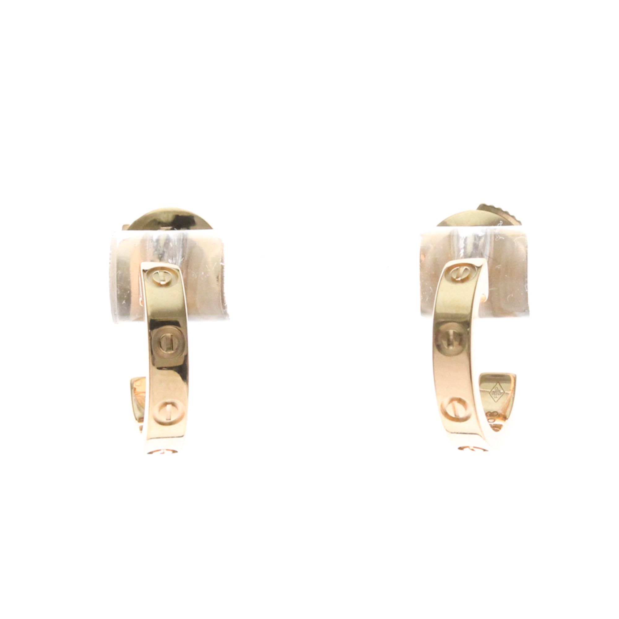 Cartier Baby Love Earrings No Stone White Gold (18K) Half Hoop Earrings Pink Gold