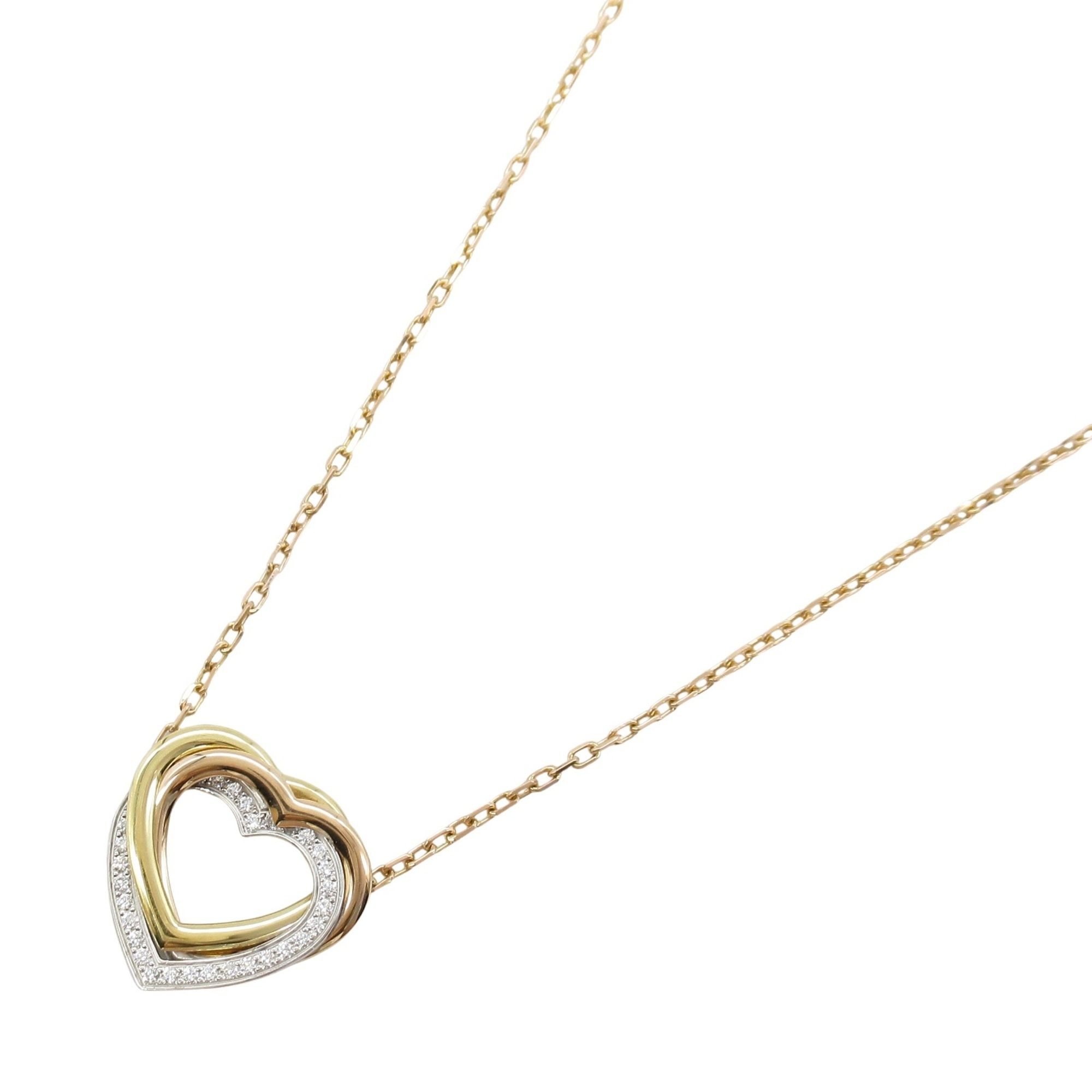 CARTIER Trinity Heart Necklace 18K (Yellow Gold) 18KWG (White (Pink Diamond Women's Gold