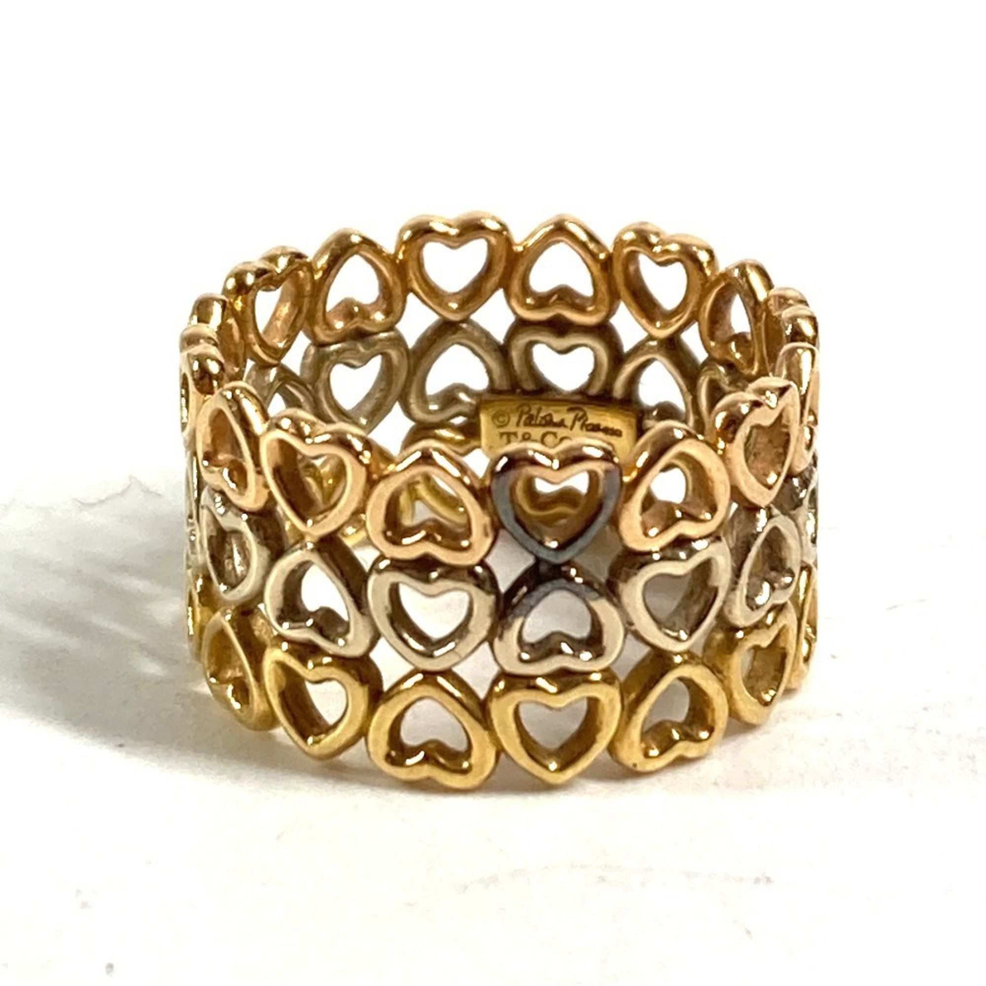 TIFFANY & Co. 18K Gold Crown of Hearts Triple Heart Ring, Au750, Women's,