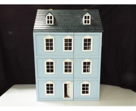 Dolls Houses - wooden house, featuring front opening doors, revealing unfurnished property, three stores with attic room, app