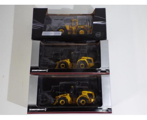 Diecast - three excavators in original boxes by Motorart 1:50 scale, comprising two W300C Wheel Loader and  Loader L220G, mod