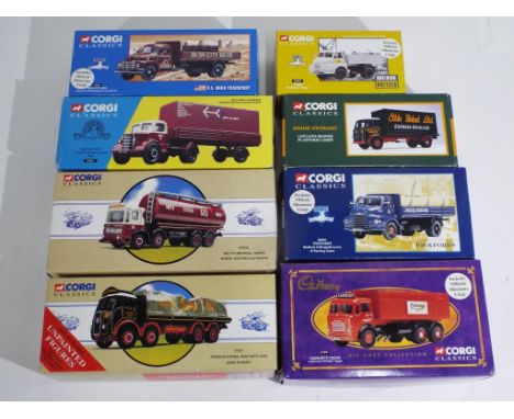 Diecast - eight Corgi 1:50 scale trucks to include #52901, #20401, #25102, #20501 and similar, items appear e to nm in g to v