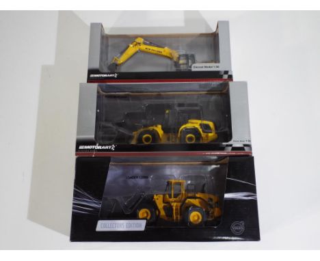 Diecast - three excavators in original boxes by Motorart 1:50 scale, comprising W300C Wheel Loader, Volvo Loader L220G, E215C