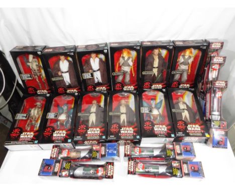 Star Wars - Hasbro - a good mixed collection of twelve 12 inch Hasbro circa 1999 action figures and seven collector watches a