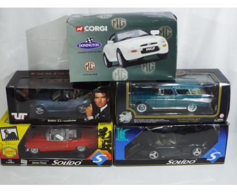 Diecast - five 1:18 scale diecast vehicles in original boxes by Solido, UT Models, Corgi and other to include a Solido limite