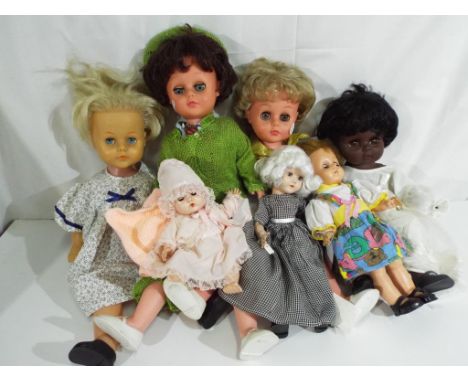 A collection of seven mid century plastic dolls to include British National Doll, B.N.D. Chiltern and similar.[7] 
