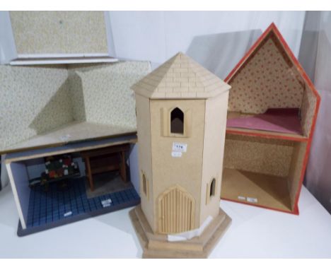 Dolls Houses - three unfinished projects with three displays, two by the Dolls House Emporium, the largest item measures appr