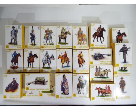 Military Figures - 29 1:72 scale military figures in original sealed boxes by HAT, includes WW2 German Bicyclists, WW2 German