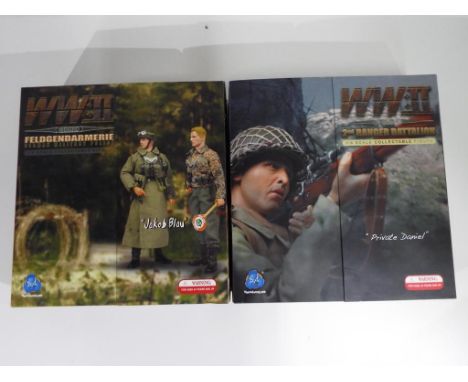 Action Figures - two 1:6 scale action figure sets by Did Corporation comprising WWII U.S. 2nd Ranger Battalion and WWII Germa