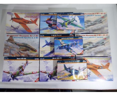 Model Kits - twelve model airplane kits in 1:72 scale by Mistercraft and Eastern Express, includes MB-152 French WW Fighter x