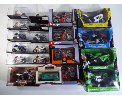 Diecast - twenty diecast models predominantly motorbikes and predominantly boxed to include four Burago 1:18 scale KTM 450 SX