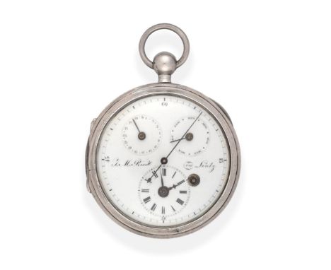 A Continental Slow Beating Centre Seconds Calendar  Pocket Watch with an Unusual Cylinder Escapement, signed Johan Michael Ri