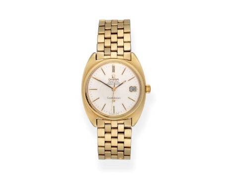 A Gold Plated Automatic Calendar Centre Seconds Wristwatch, signed Omega, Chronometer Officially Certified, model: Constellat