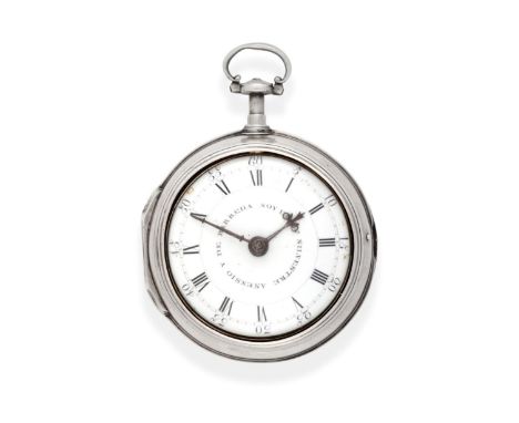 A Silver Pair Cased Verge Pocket Watch, signed Ellicott, London, no 7901, 1783, gilt fusee movement signed and numbered 7901,