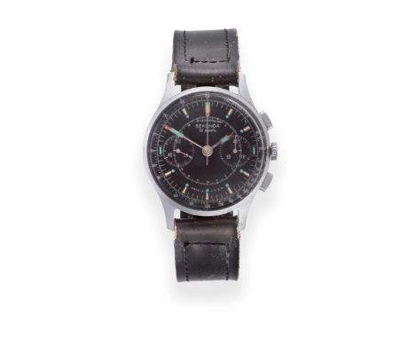 A Stainless Steel USSR Chronograph Cosmonaut's Wristwatch, signed Sekonda, circa 1970, calibre 3017 Poljot lever movement num