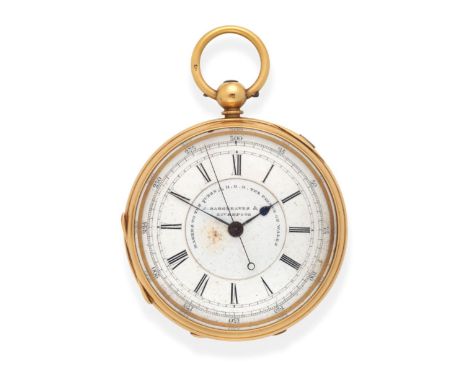 An 18ct Gold Chronograph Pocket Watch, signed J Hargreaves &amp; Co, Liverpool, 1886, lever movement signed and numbered 4941