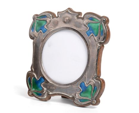 An Edwardian Art Nouveau Silver and Enamel Photograph Frame, William Hutton &amp; Son, London 1904, also stamped Rd404507, sh
