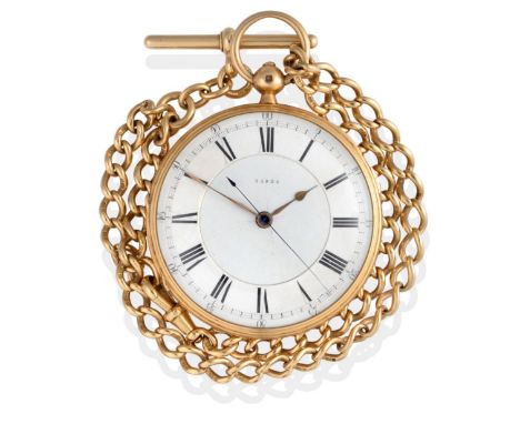 An 18ct Gold Open Faced Chronograph Pocket Watch, signed John Watson, Bradford, 1873, lever movement signed and numbered 3582