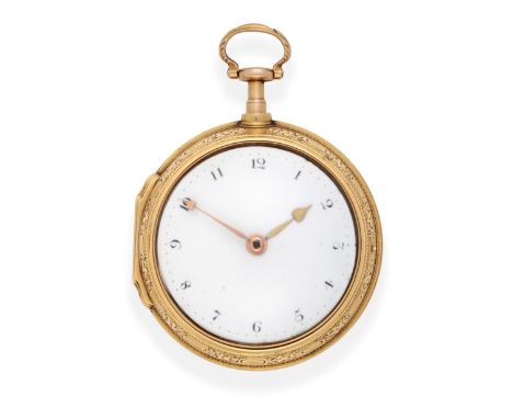 A 22ct Gold Pair Cased Verge Pocket Watch with Family Crest for The Aikman Family, signed Thos Laidlaw, London, 1786, gilt fu