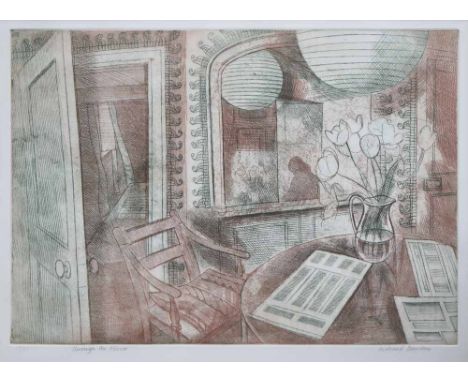 Richard Bawden (b.1936),  "Through the Mirror", signed, titled and numbered 39/85 in pencil in the margin, etching and aquati