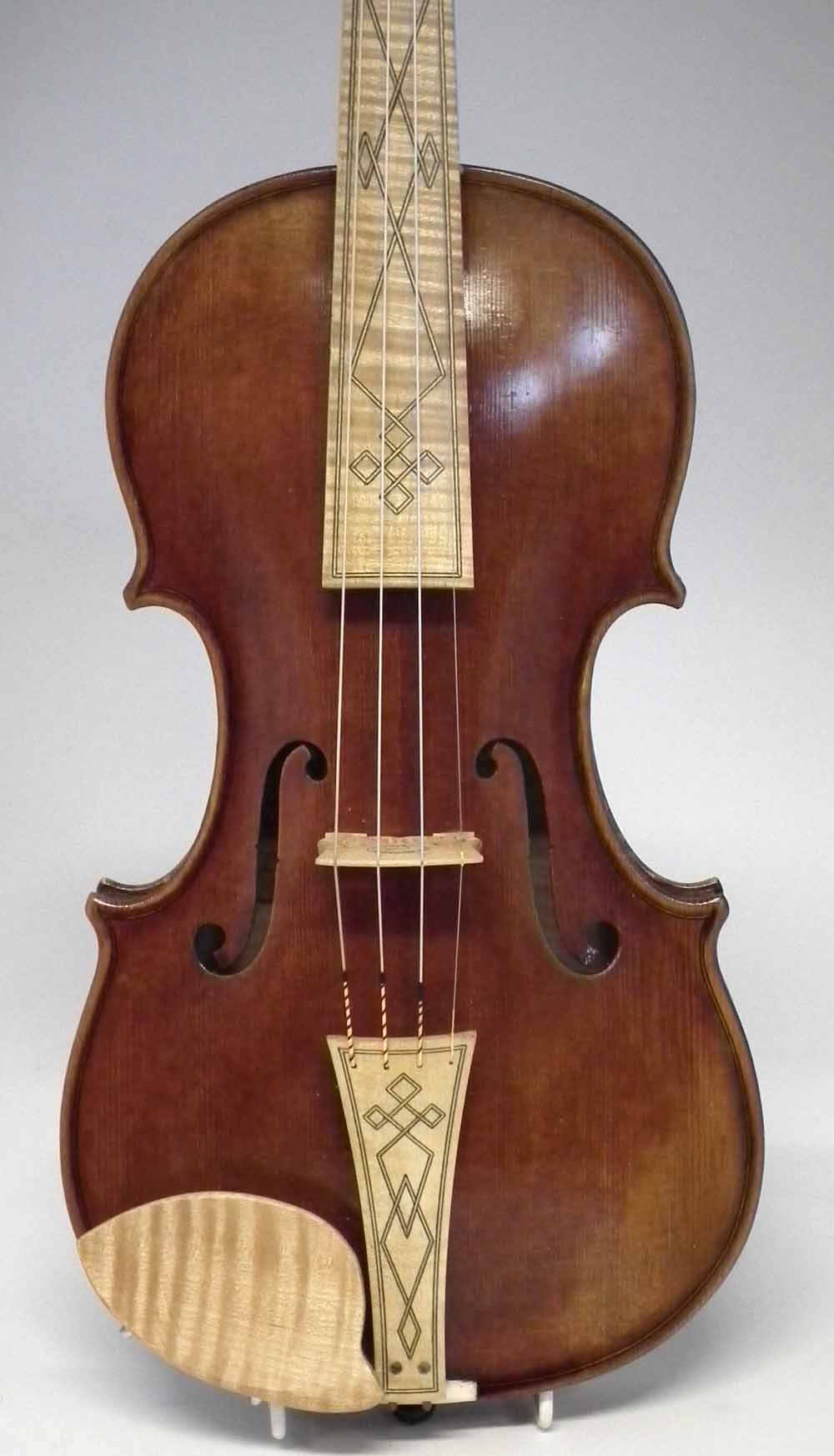 Baroque violin by A.E. Fowler, with flamed maple inlaid fingerboard and