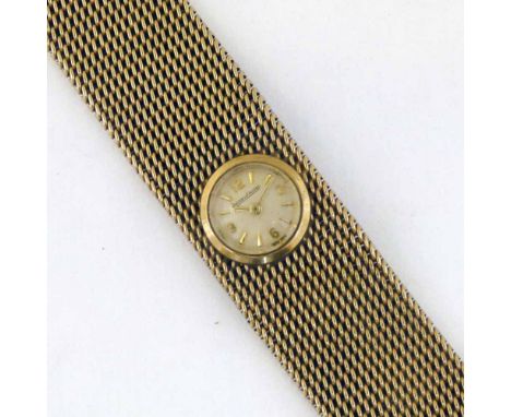 Jaeger-LeCoultre lady's 9ct gold bracelet watch, 1950's, circular dial, Arabic and dagger numerals, concealed winder, case 12