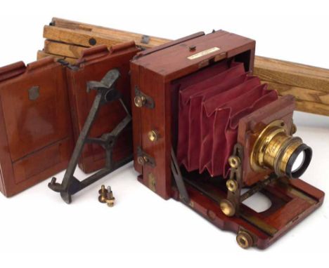 1/4 Plate Mahogany Plate (The Instamphotograph patent) 2 double Plate holders, stand and tripod