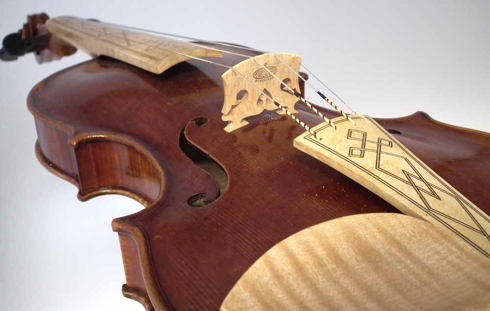 Baroque violin by A.E. Fowler, with flamed maple inlaid fingerboard and