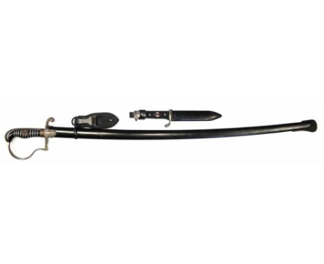 German Third Reich Army Officer's sword and scabbard by Eickhorn Solingen, with belt hook, also a Hilter Youth knife and scab
