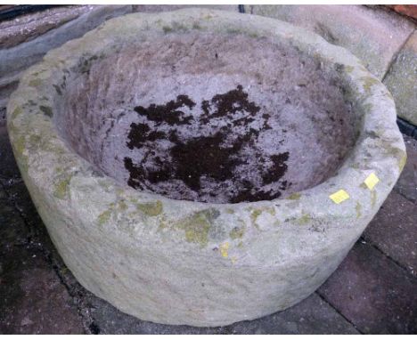 Circular sandstone trough 51cm diameter and 22cm high.