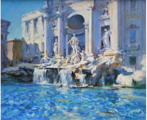Gordon Radford (1936-2015),  "The Trevi Fountain, Rome", signed, oil on board, 49.5 x 59.5cm.; 19.5 x 23.5in.    Artists` Res