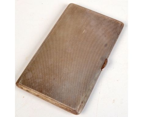 A Post War, engine turned silver cigarette case by Charles S. Green & Co. Ltd., Birmingham, 1947, 14.5 x 8.5cm.