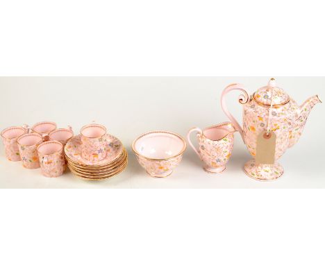 A pink ground Royal Worcester fifteen piece coffee service retailed by Asprey's.