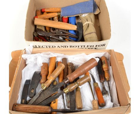Two boxes of chisels and other tools.