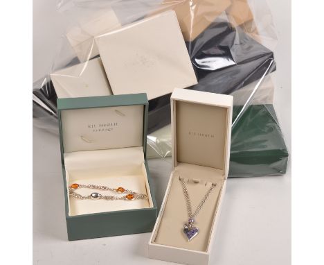 A selection of contemporary sterling silver jewellery by:-Melanie Bowler, Will Shakespeare, Angel Ceramics, and Kit Heath.