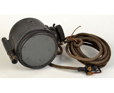 A Joseph Lucas Ltd (JL Ltd) black out type lamp, the top with a sight, the light controlled with a lever operated cover.
