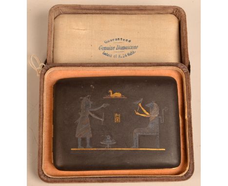 A Komai black ground cigarette case in original box.