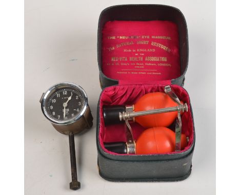 A pair of "Neu-Vita Eye Masseur Sight Restorers" in their original box and a Smith's car clock.