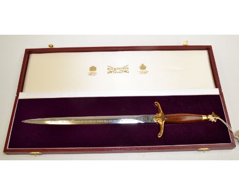 A Wilkinson Sword 1944-1994 D Day landings commemorative dirk in its presentation case, length 41cm.